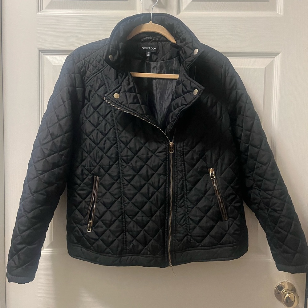 New Look Women’s Plus Size Black Quilted Moto‎ Jacket Size 1X